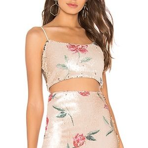 Revolve NBD Floral Sequins Crop Top